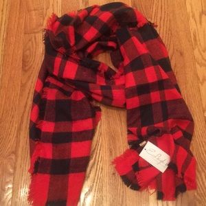 Buffalo plaid blanket scarf